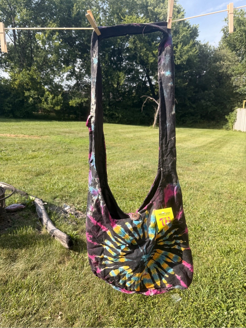 ThreadHeads Boho Tie-Dye Sling Bag - Black Multicolor